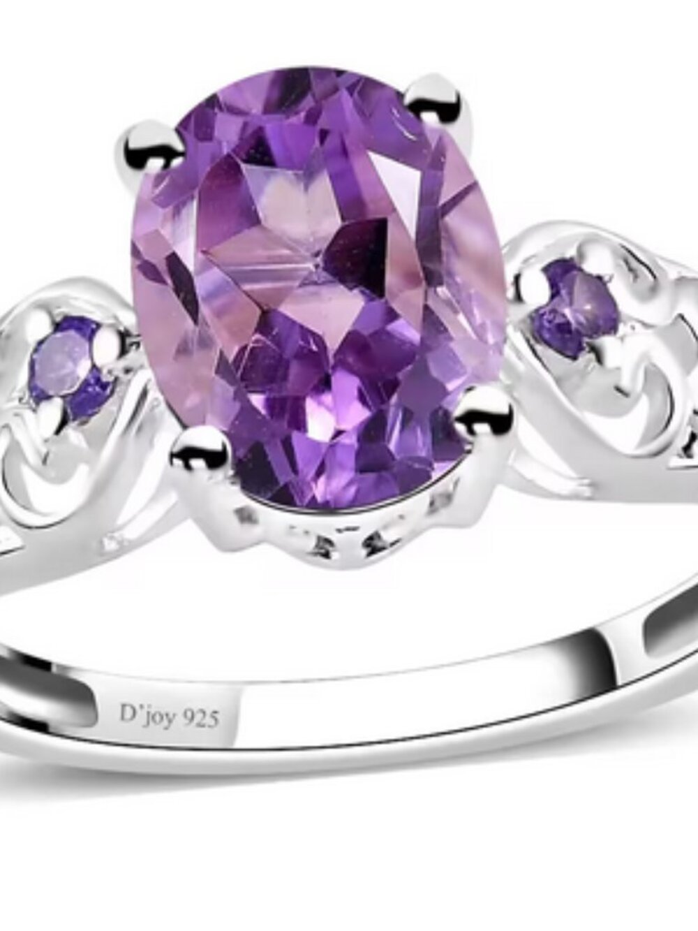 Amethyst and Purple Diamond Sterling Silver Ring Size 11 Silver .925 New